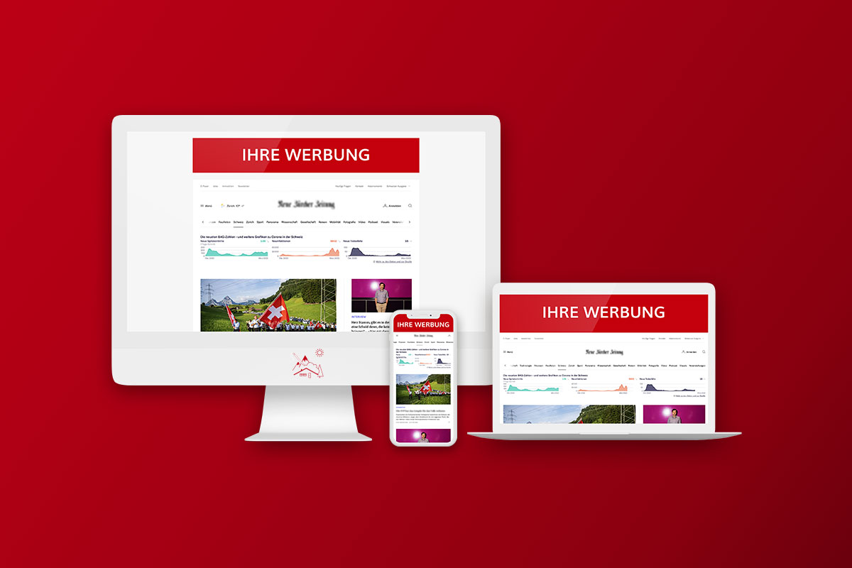 Bild mit Monitoren und Bannerwerbung der Online Marketing Agentur  am Bodensee