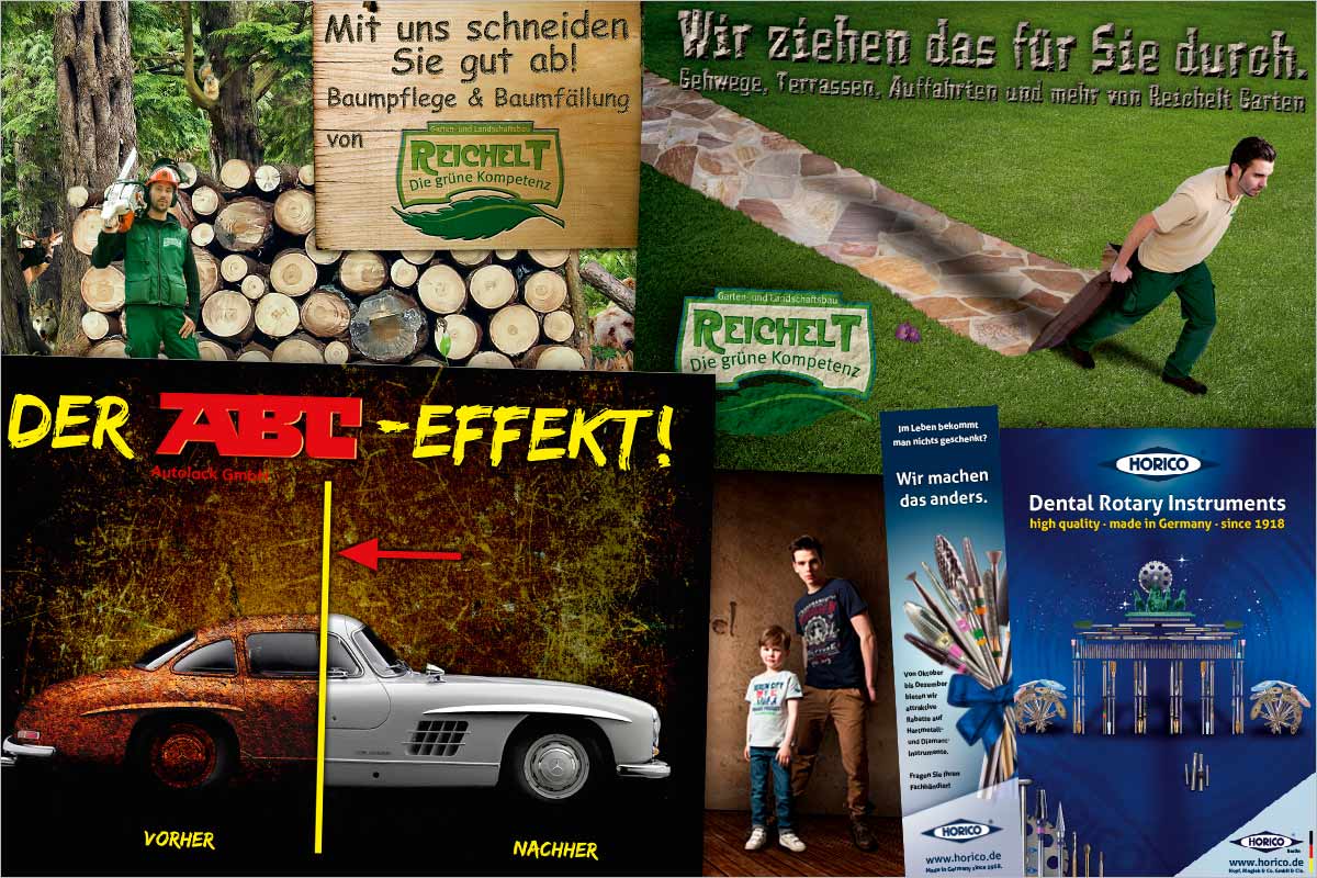 Bildcollagen der Werbeagentur für Meckenbeuren und Tettnang