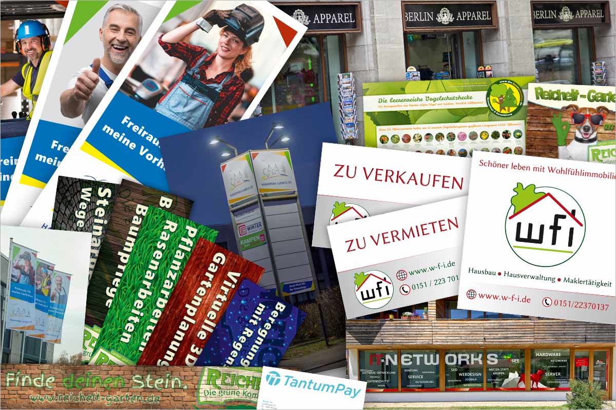 Firmenschilder + Werbebanner der Werbeagentur für Baienfurt, Ravensburg und Weingarten