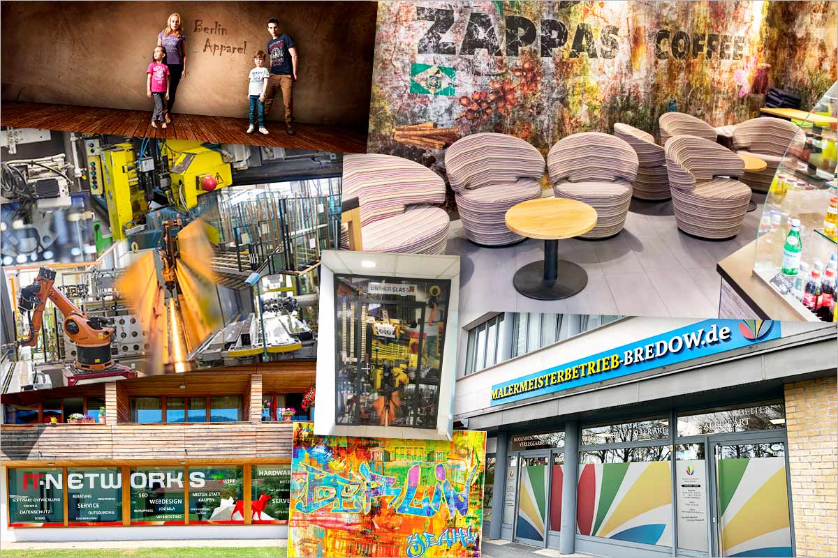 Eine Bildcollage aus vielen Referenzen für großformatige Werbebanner, Fototapeten, Wandbilder und Schaufensterfolierungen der Werbeagentur   am Bodensee