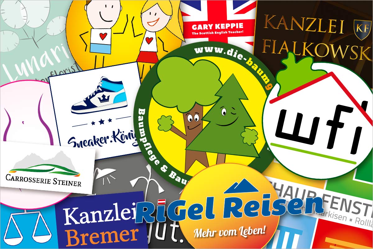 Bildcollage von Referenzen Logo Design - Werbeagentur  am Bodensee